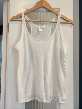 Athleta White Linen Blend Racer Back Tank Size S